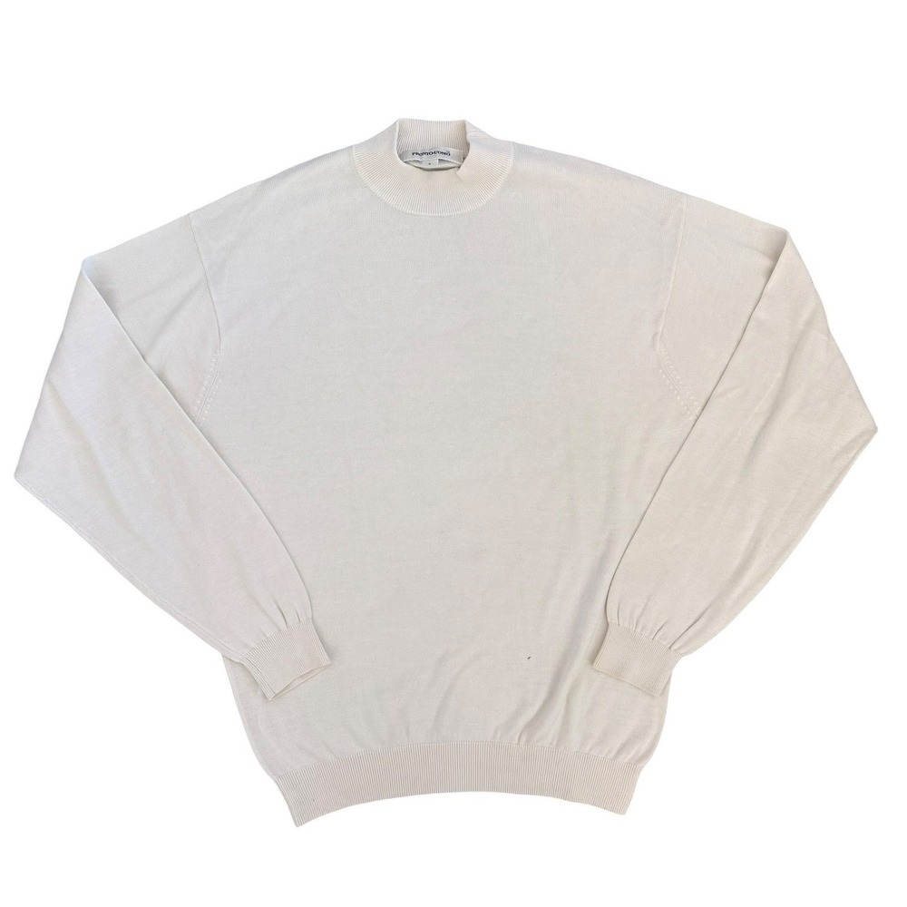 Pronto Uomo Men's Silk Cotton Crewneck Sweater Cream Ivory Lightweight Size S